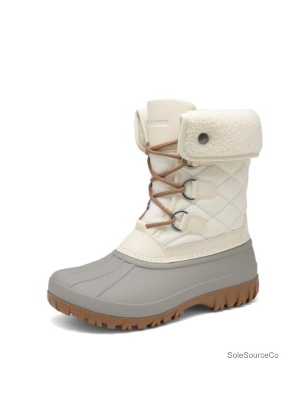 Women's Mid Calf Winter Snow Boots Faux Fur Lined Waterproof Lace Up